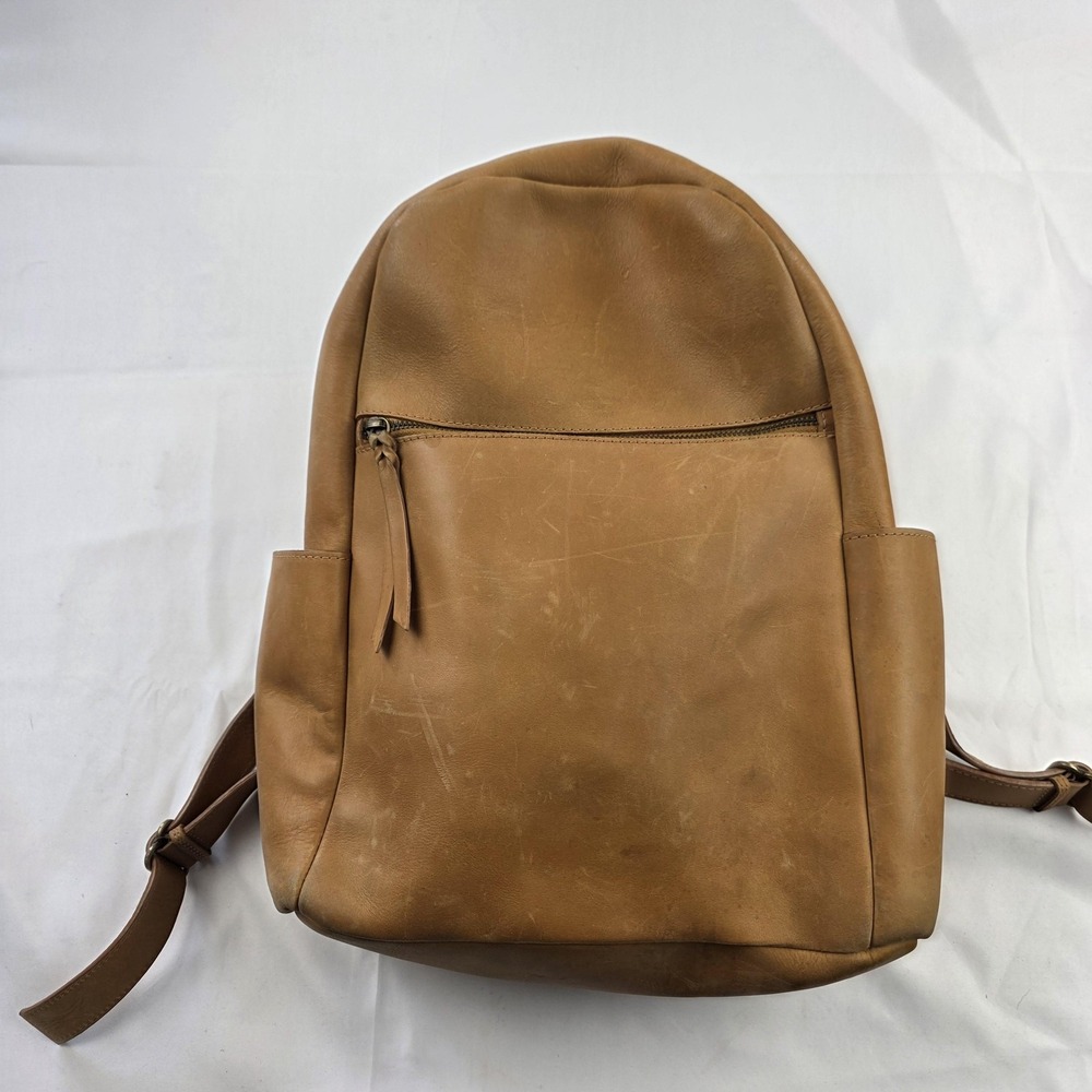 ABLE Backpack Brown 16 Inch Leather Women Laptop Bag Soft Case Travel Daypack
